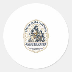 Jesus Special Needs Moeder T-shirt Op geloof gebas Ronde Sticker