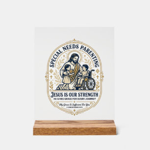 Jesus Special Needs Ouder Shirt Gebaseerd op het G Acryl Bord