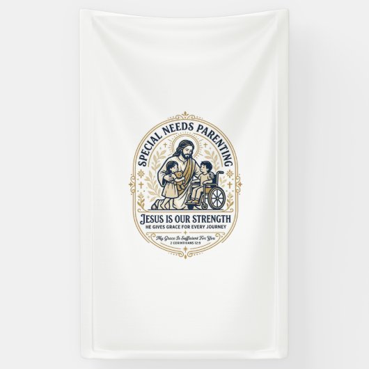 Jesus Special Needs Ouder T-Shirt Op geloof gebase Spandoek (Verticaal)