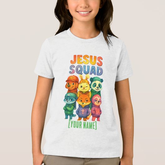 Jesus Squad – Custom Cute Christian Animal Crew Tri-Blend Shirt (Voorkant)