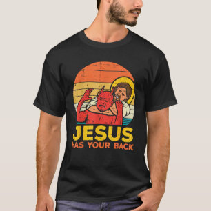 Jesus Staat Achter Je Jiu Jitsu Retro Christelijke T-shirt