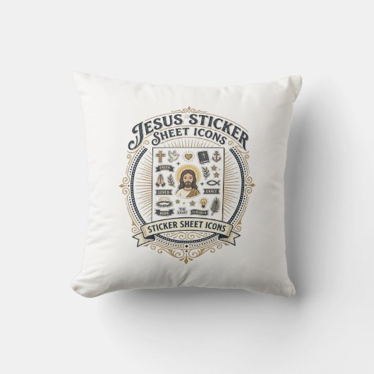 Jesus sticker sheet pictogrammen Jesus sticker she Kussen (Voorkant)