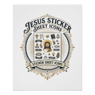 Jesus sticker sheet pictogrammen Jesus sticker she Perfect Poster