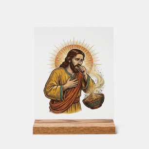 Jesus stikt in droge Tortilla Chip Kruimel Voedsel Acryl Bord