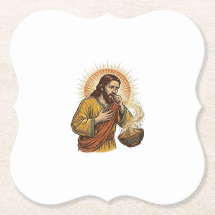 Jesus stikt in droge Tortilla Chip Kruimel Voedsel Kartonnen Onderzetters