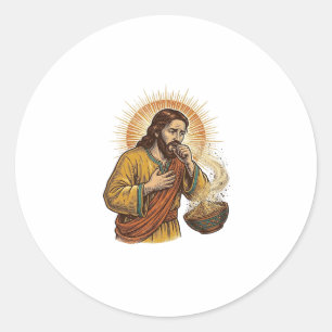 Jesus stikt in droge Tortilla Chip Kruimel Voedsel Ronde Sticker