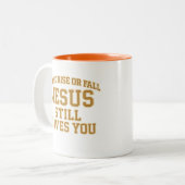 Jesus Still Loves You Design Tweekleurige Koffiemok (Voorkant links)