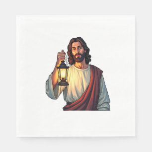 Jesus Stille Lantaarn Vintage Gravure T-shirt Servet