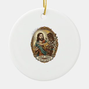 Jesus stort spel Jenga toren spel mislukking humor Keramisch Ornament