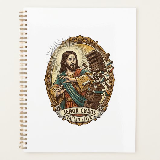 Jesus stort spel Jenga toren spel mislukking humor Planner (Voorkant)