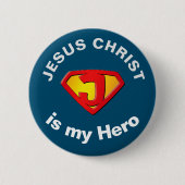Jesus Super Hero Christelijke Button (Voorkant)