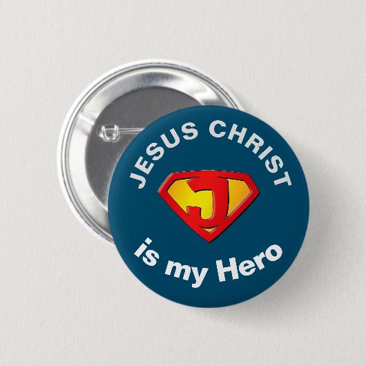 Jesus Super Hero Christelijke Button (Voorkant /achterkant)