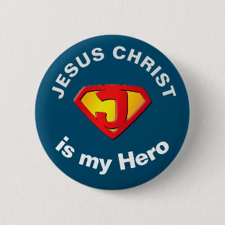 Jesus Super Hero Christelijke Button
