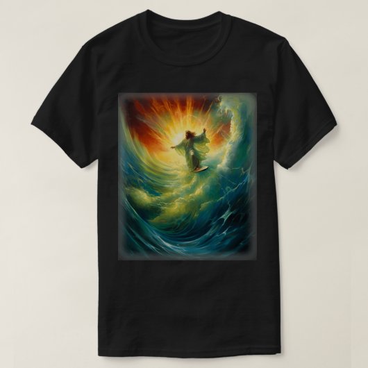 Jesus Surfer Heaven Wave Surfen Christelijk Surf B T-shirt (Design voorkant)