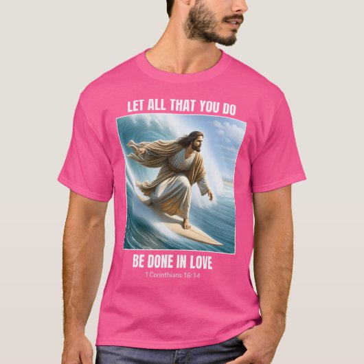 Jesus Surfing - Christelijk Surfen Ontwerp 1 Korin T-shirt (Voorkant)
