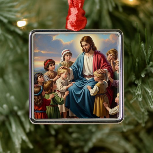 Jesus Surrounded by Children Metalen Ornament (Boom)