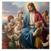Jesus Surrounded by Children Tegeltje (Voorkant)