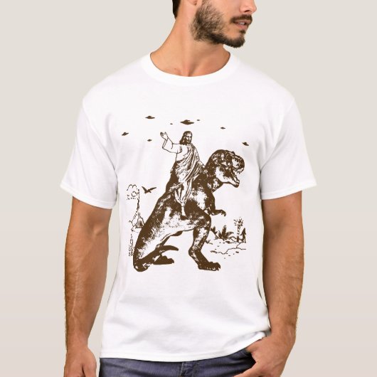 Jesus T Rex Atheïst Jesus Dinosaur Charles Darwin T-shirt (Voorkant)