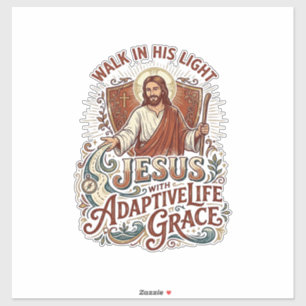 Jesus T-shirt voor stimulans bij een beperking Sticker