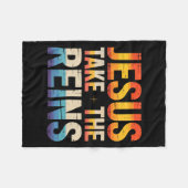 Jesus Take The Reins - Insrational Christian Surre Fleece Deken (Voorkant (Horizontaal))