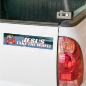Jesus Take the Wheel Funny Cartoon Christelijk Bumpersticker (Op Truck)