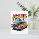 Jesus Take the Wheel  Muscle Car Briefkaart (Staand voorkant)