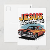 Jesus Take the Wheel  Muscle Car Briefkaart (Voorkant / Achterkant)