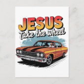 Jesus Take the Wheel  Muscle Car Briefkaart (Voorkant)