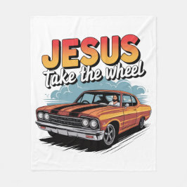 Jesus Take the Wheel  Muscle Car Fleece Deken