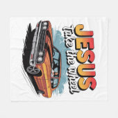 Jesus Take the Wheel  Muscle Car Fleece Deken (Voorkant (Horizontaal))