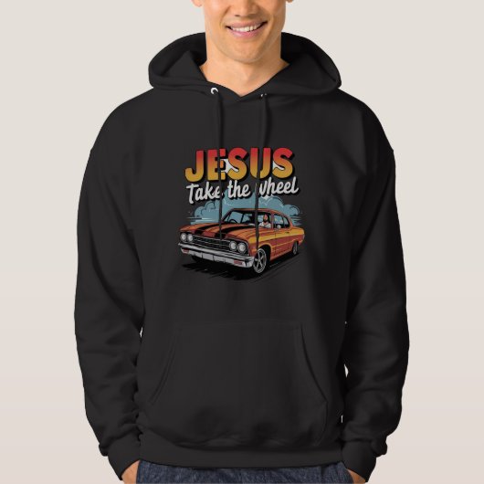 Jesus Take the Wheel Muscle Car Hoodie (Voorkant)