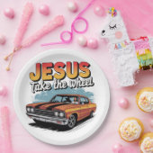 Jesus Take the Wheel  Muscle Car Papieren Bordje (Feest)