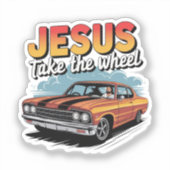 Jesus Take the Wheel  Muscle Car Sticker (Voorkant)