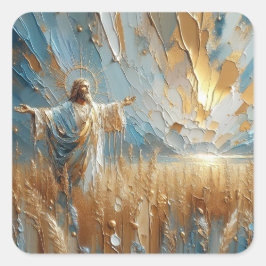 Jesus Talking Father - Jesus Series Art Collectie Vierkante Sticker