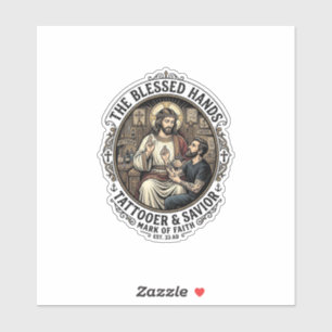 Jesus Tattoo Artist Studio T-Shirt Inspirerend F Sticker