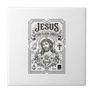 Jesus Tattoo Flash Christelijke Jezus Tattoo Flash Tegeltje