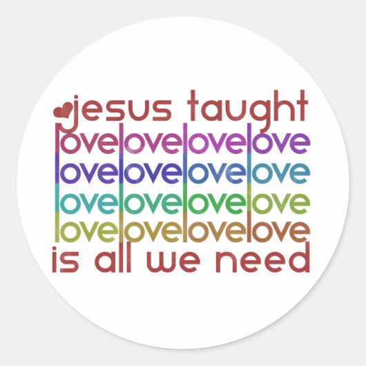 Jesus Taught Love Ronde Sticker (Voorkant)