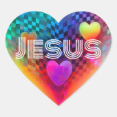 Jesus Techno Heart Hart Sticker (Voorkant)