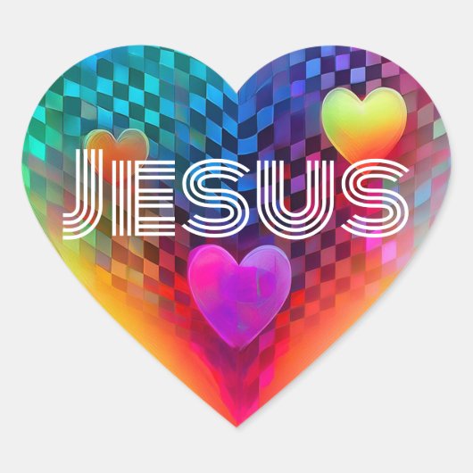 Jesus Techno Heart Hart Sticker (Voorkant)