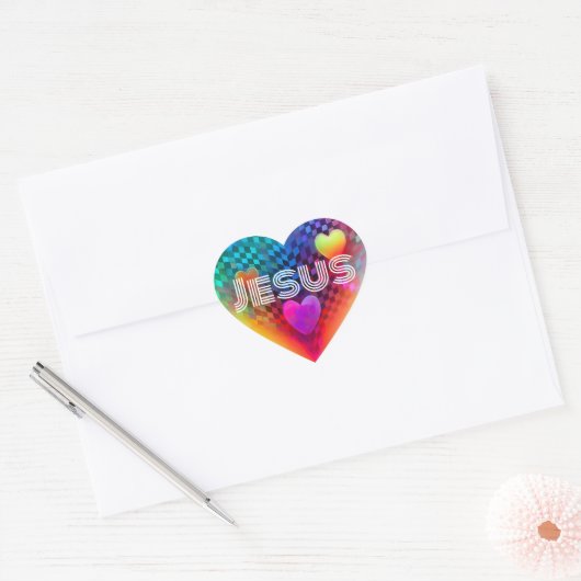 Jesus Techno Heart Hart Sticker (Envelop)