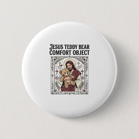Jesus Teddybeer Troostobject Jesus Teddybeer C Ronde Button 5,7 Cm (Voorkant)