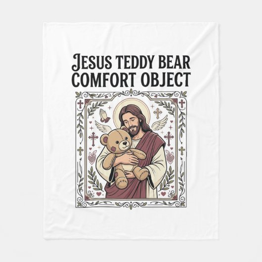 Jesus Teddybeer Troostobject Jezus Teddybeer C Fleece Deken (Voorkant)