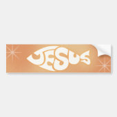 Jesus Tekst in Vis Vorm Oranje Achtergrond Bumpersticker (Voorkant)