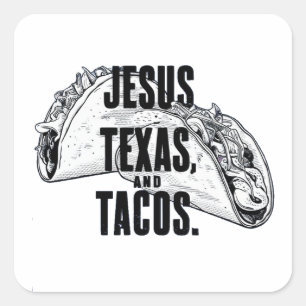 Jesus Texas en Tacos Grappig Eten Cinco De Mayo Vierkante Sticker