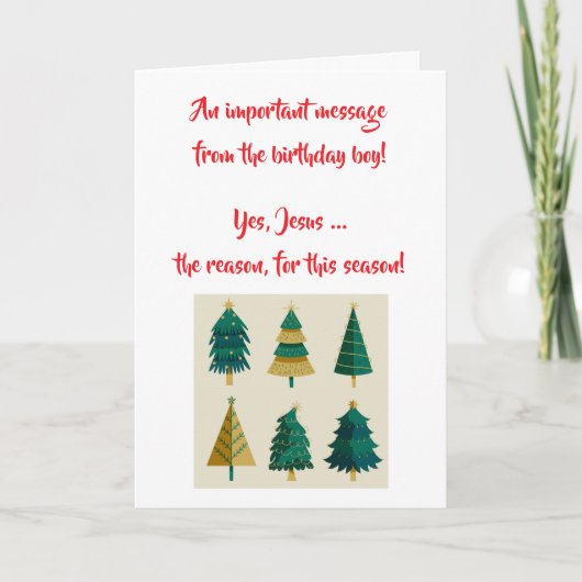 Jesus the Birthday Boy Christmas Card Kaart (Voorkant)