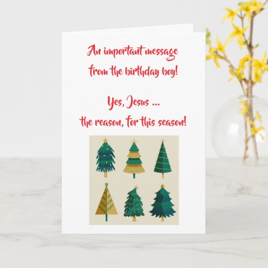 Jesus the Birthday Boy Christmas Card Kaart (Gele Bloem)