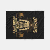 Jesus The Deadlifter Christian Fitness  Fleece Deken (Voorkant (Horizontaal))