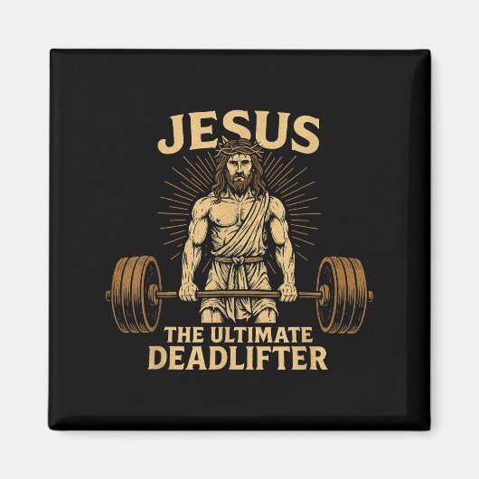 Jesus The Deadlifter Christian Fitness  Magneet (Voorkant)