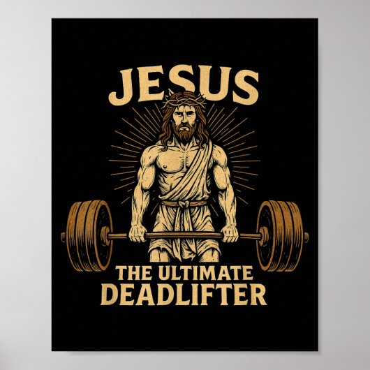 Jesus The Deadlifter Christian Fitness Poster (Voorkant)