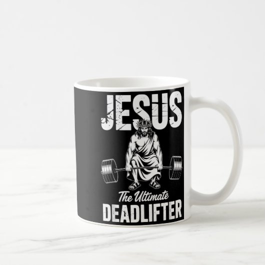 Jesus The Deadlifter Funny Christian Gym Pun  Koffiemok (Rechts)